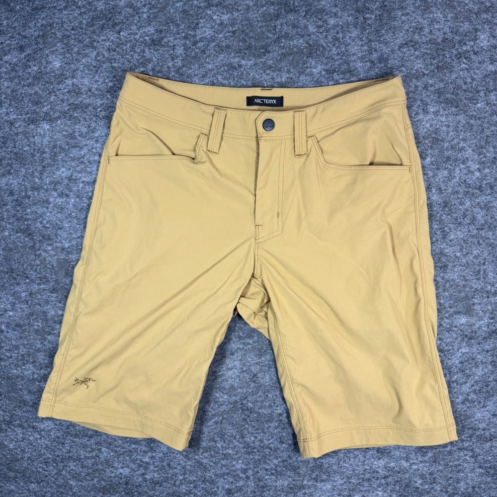 Arc'teryx Russet Shorts 12" Mens 30 Ochre Yellow Tan Technical Stretch 5-Pocket